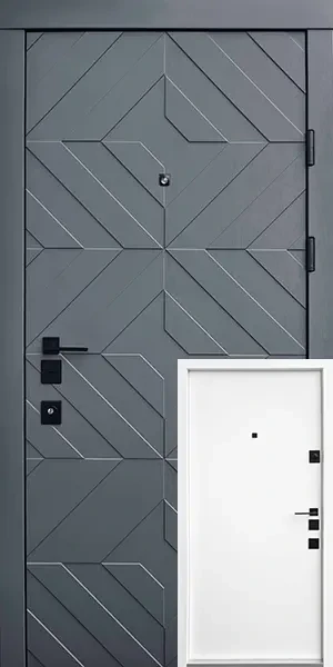 Вхідні двері Qdoors Тіффані Авангард гріфель структури софт / біла емаль, фото 1