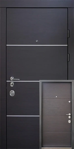 Вхідні двері Qdoors Горизонт-AL Авангард венге темний горизонт, фото 1