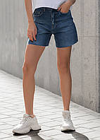 Женские джинсовые шорты Staff синие короткие для девушки стаф Sensey Жіночі джинсові шорти Staff сині короткі