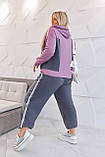 Комбінований стильний спортивний костюм великих розмірів із лампасами на штанах (р.46-60). Арт-3555/40, фото 4
