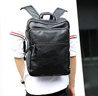 Мужской рюкзак для ноутбука мужской черный кожаный Nestore Чоловічий рюкзак для ноутбука чоловічий чорний