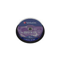 Диск DVD Verbatim 8.5Gb 8x CakeBox 10 шт Matte Silver 43666 DAS