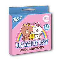 Набір воскових олівців, (12 шт) Line Friends, YES