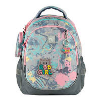 Рюкзак школьный полукаркасный ортопедический Kite Education Bad Girl, для девочек, серый, розовый (K24-700M-3)
