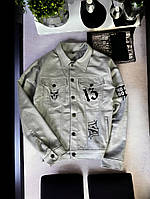 Сіра чоловіча джинсова куртка з принтом TOPlife