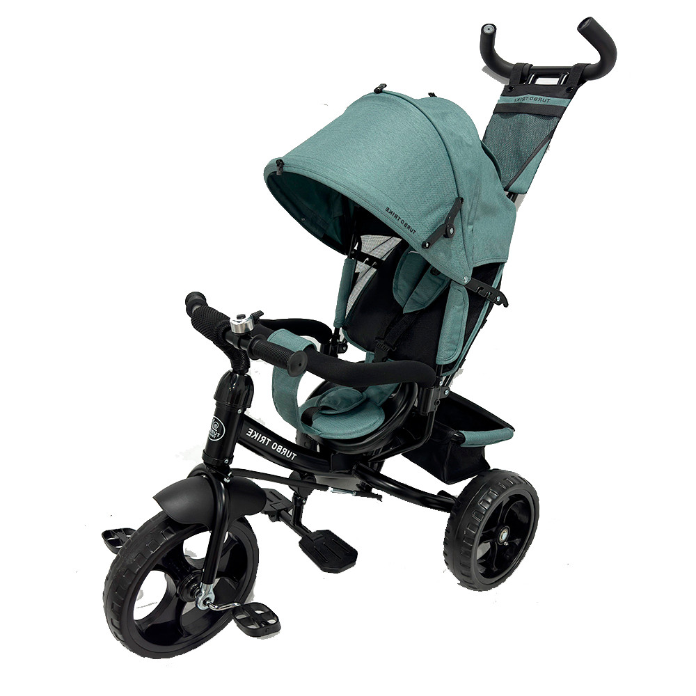 Дитячий триколісний велосипед Turbo Trike MT 1005-3 з поворотним сидінням і батьківською ручкою м'ятний, фото 1