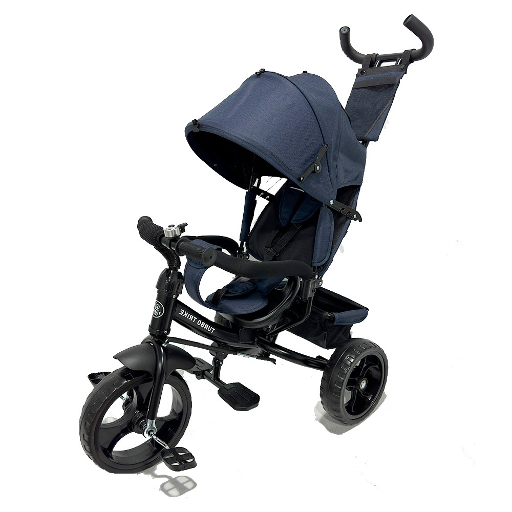 Дитячий триколісний велосипед Turbo Trike MT 1005-9 з поворотним сидінням і батьківською ручкою синій, фото 1