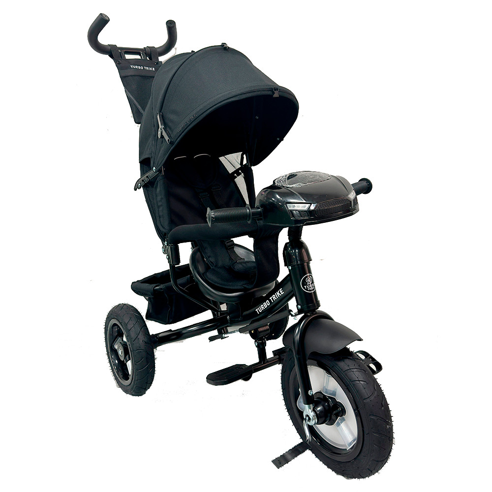 Дитячий триколісний велосипед Turbo Trike MT 1006-1 зі світлом музикою і батьківською ручкою чорний, фото 1