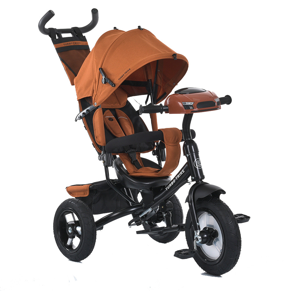 Дитячий триколісний велосипед Turbo Trike MT 1006-11 зі світлом музикою і батьківською ручкою жовтий, фото 1