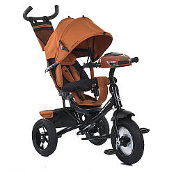 Дитячий триколісний велосипед Turbo Trike MT 1006-11 зі світлом музикою і батьківською ручкою жовтий