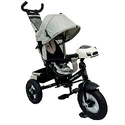 Дитячий триколісний велосипед Turbo Trike MT 1006-12 зі світлом музикою і батьківською ручкою сірий
