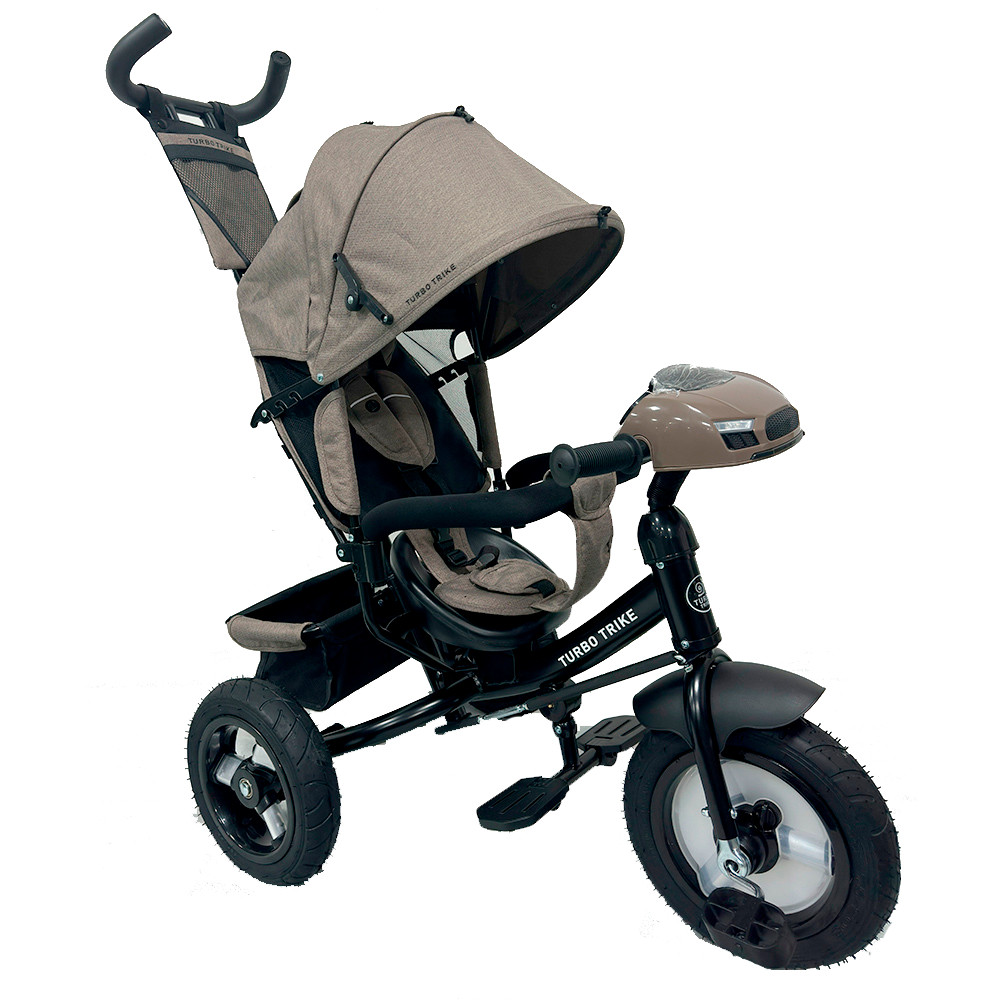 Дитячий триколісний велосипед Turbo Trike MT 1006-5 зі світлом музикою і батьківською ручкою коричневий, фото 1