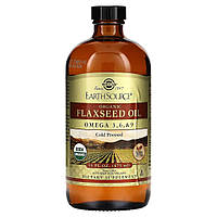 Льняное масло органическое, Earth Source, Organic Flaxseed Oil, Solgar, 473 мл