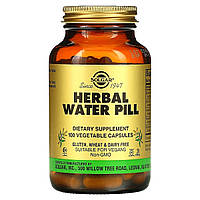 Мочегонное средство из трав, Herbal Water Pill, Solgar, 100 вегетарианских капсул