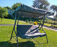 Гойдалка садова Bonro Relax (сірий) посилена (до 260 кг) з навісом 3-х місна