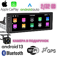 1din Автомагнитола магнитола автомобильная 6288A Android 13, 2/32Gb, GPS WiFi Bluetooth + камера заднего вида