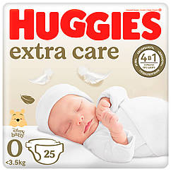 Підгузки Huggies Extra Care 0  (до 3,5 кг) 25 шт