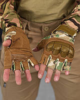 Тактические перчатки мультикам беспалые Mechanix M-Pact, Военные беспалые перчатки мультикам okop юа Воин