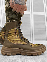 Тактические ботинки мультикам кожа, Демисезонные Военные берцы мультикам okop юа Воин