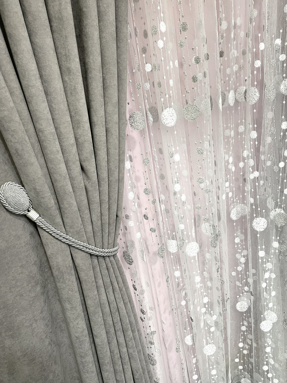 Тканина для штор сіра світла однотонна мікровелюр Diamond Туреччина, фото 1