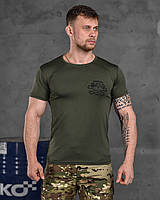 Літня тактична футболка олива, Чоловіча футболка військова олива поліестер okop юа Воин