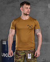 Летняя тактическая футболка койот, Мужская футболка военная койот полиэстер okop юа Воин XL