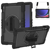 PC + TPU чехол Carbon Armor Cover Tablet на Samsung Tab S9 FE черный