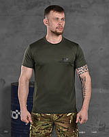 Мужская тактическая футболка оливковая ЗСУ за Перемогу, Военная зеленая футболка олива okop юа Воин