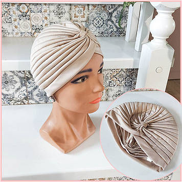 Чалма, хіджаб, шапка для алопеції (онко) DOLLI - бежева