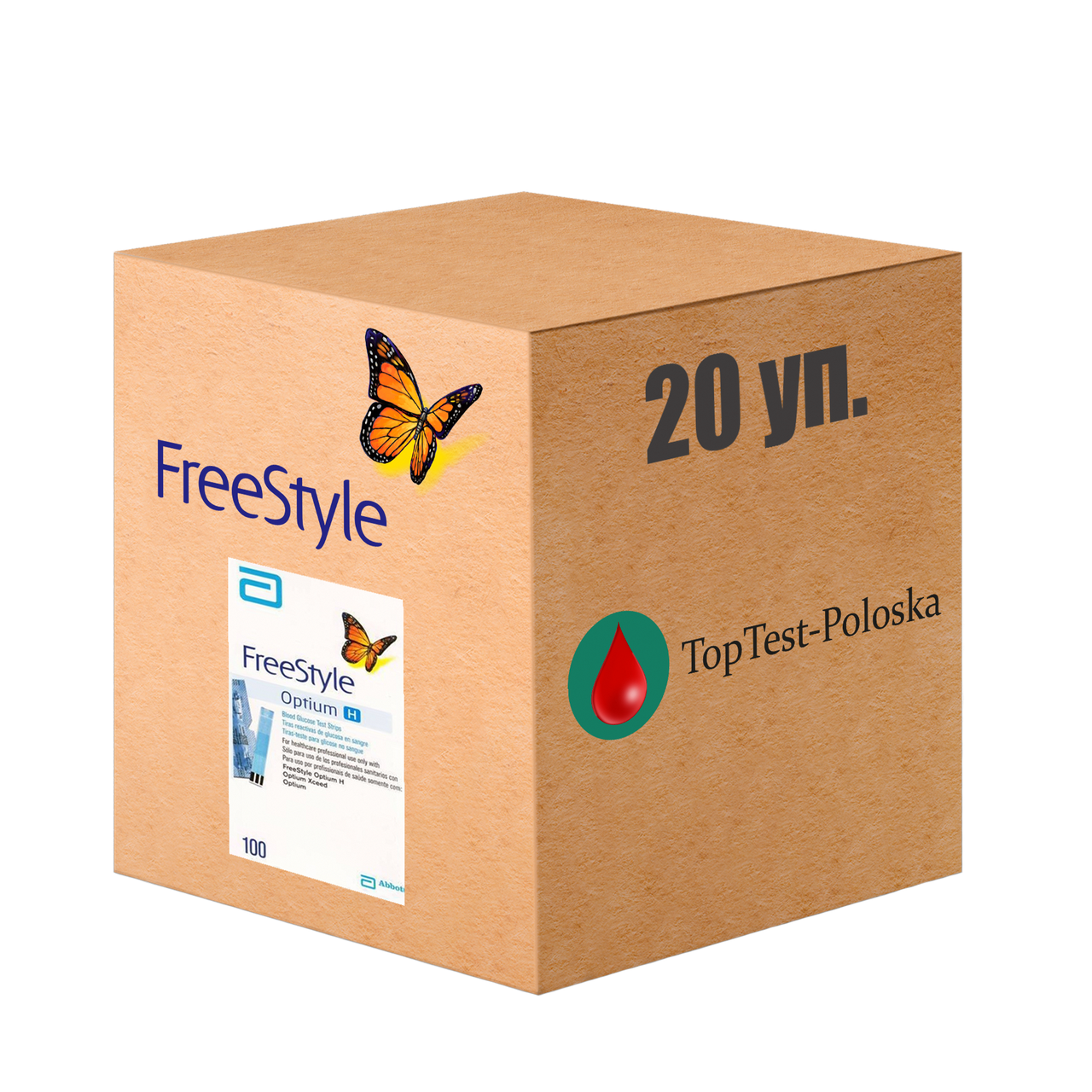 Тест смужки ФріСтайл Оптіум H (FreeStyle Optium H) 20 пачок
