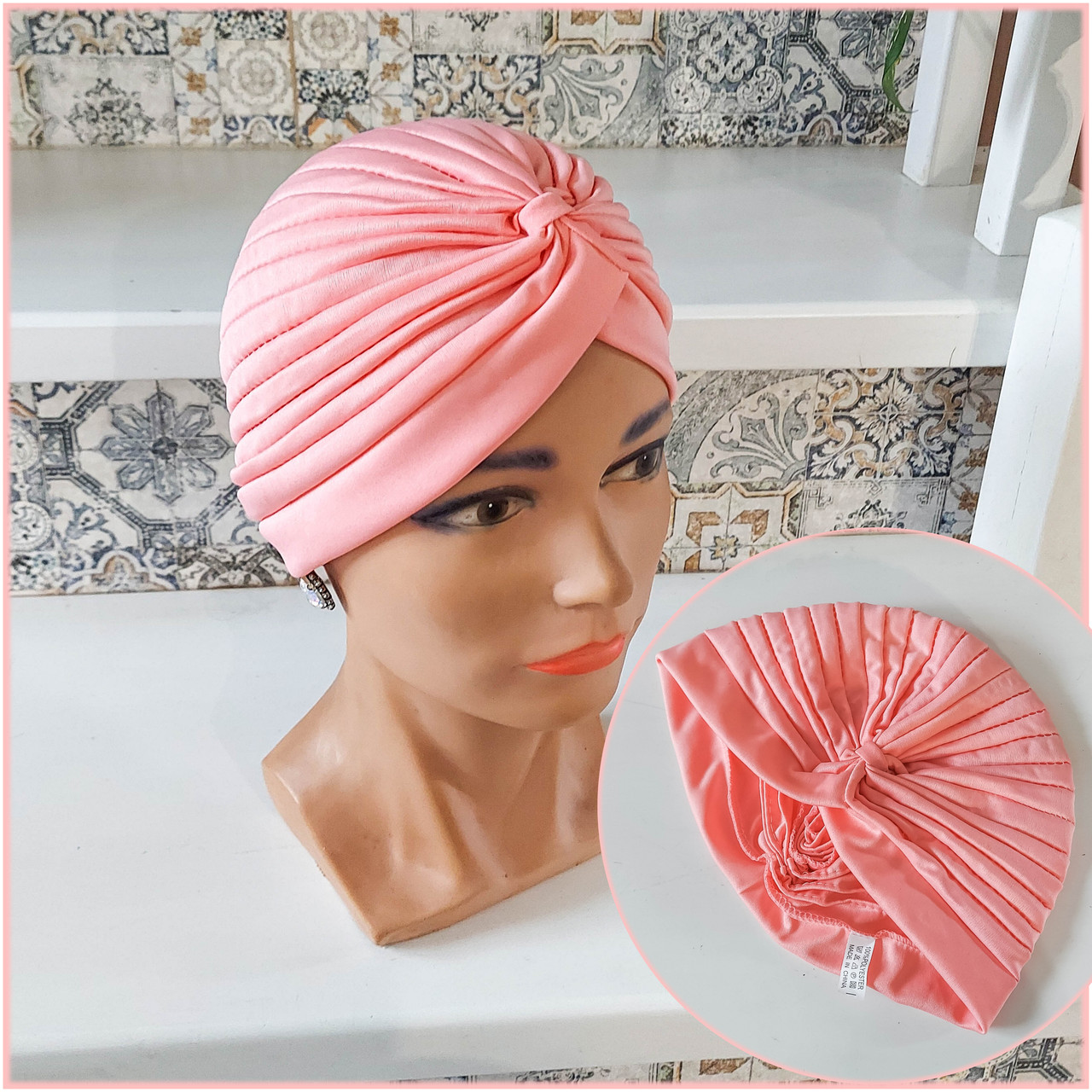 Чалма, хіджаб, шапка для алопеції(онко) DOLLI- рожева, фото 1