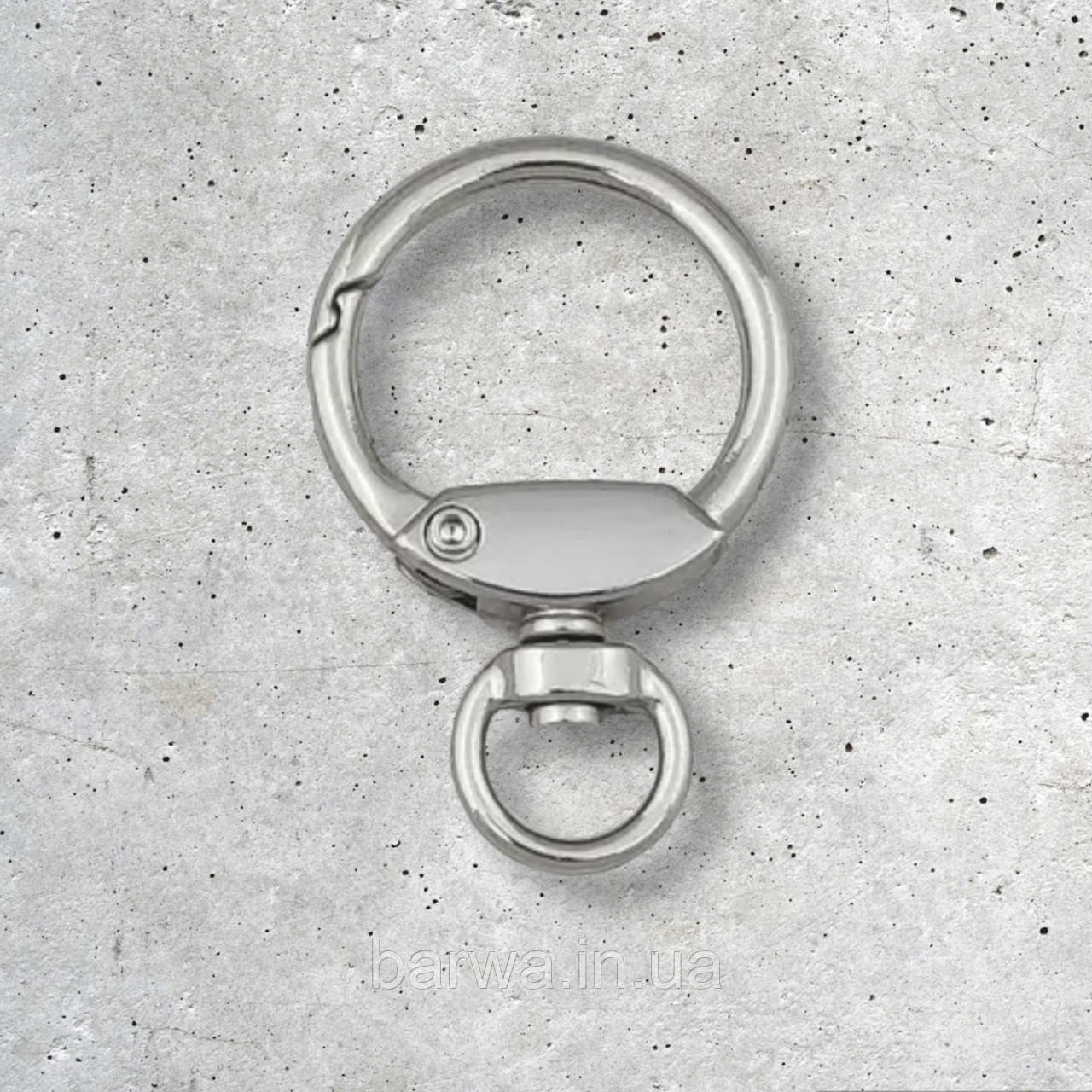 Кільце-карабін, з вушком, що обертається, розмір 23 мм, колір нікель