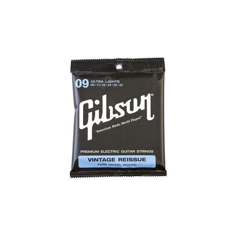 Струни для електрогітари GIBSON SEG-VR9 VINTAGE RE-ISSUE PURE NICKEL WOUND .009-.042