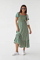 Женское длинное платье с эластичным поясом Fame istanbul - зеленый цвет, S (есть размеры) dl