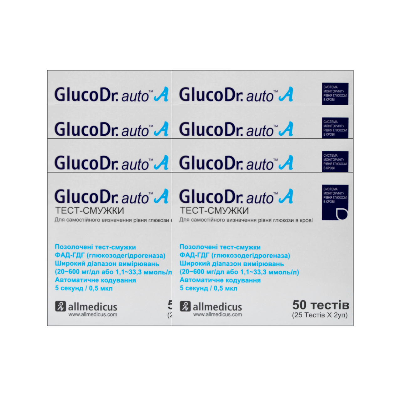 Тест смужки ГлюкоДоктор (GlucoDr) 8 паковання