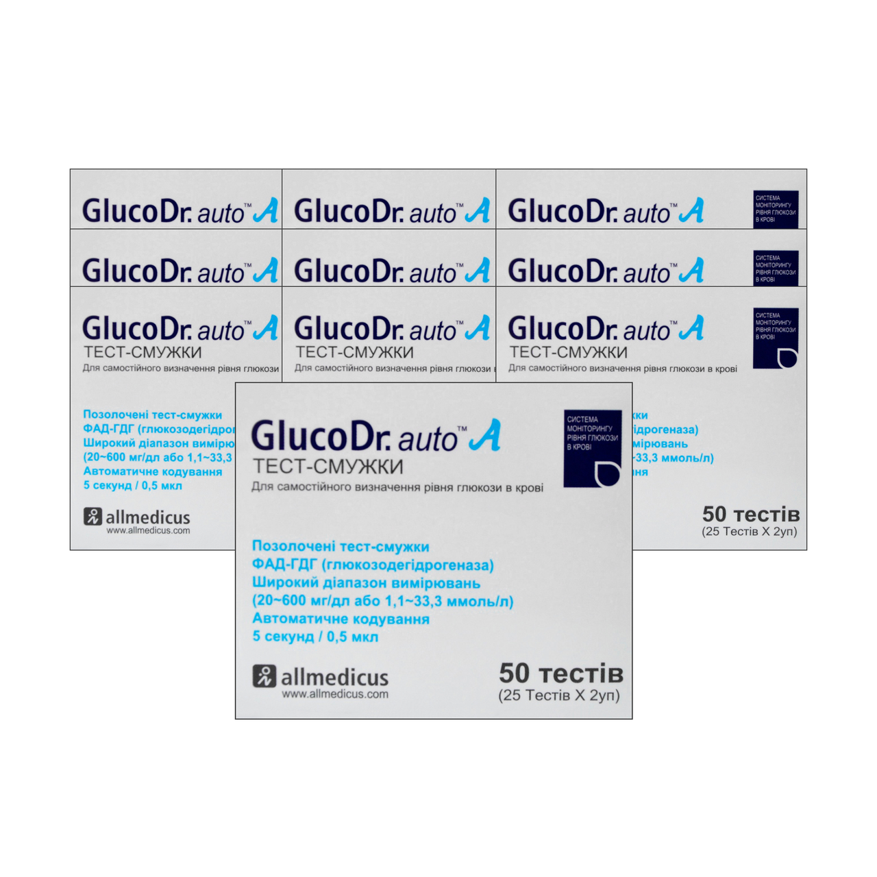 Тест смужки ГлюкоДоктор (GlucoDr) 10 паковань