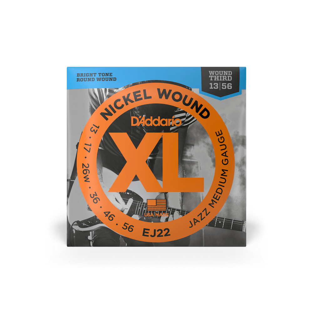 Струни для електрогітари D`ADDARIO EJ22 XL NICKEL WOUND JAZZ MEDIUM (13-56)