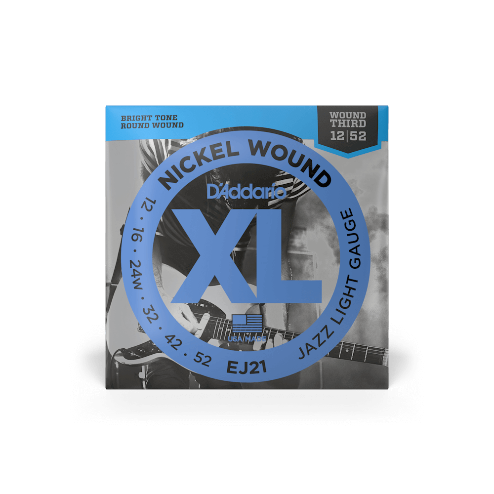 Струни для електрогітари D`ADDARIO EJ21 XL NICKEL WOUND JAZZ LIGHT (12-52)
