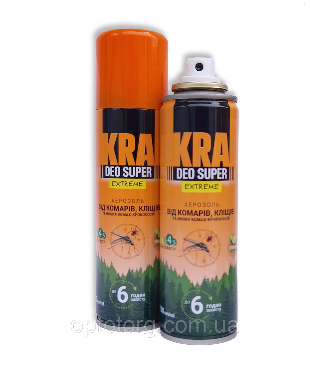 Аерозоль від комарів, мошок та інших комах-кровососів 6 годин KRA deo super Extreme 150мл