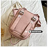 Жіночий рюкзак рожевий декорований ромбиками, фото 4