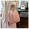 Жіночий рюкзак рожевий декорований ромбиками, фото 2