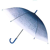 Женский зонт RST RST940 Капли дождя Blue. Полуавтоматический качественный зонтик