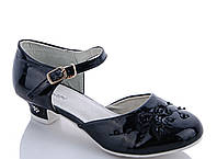 Черные лаковые туфли для девочки на каблуке танцевальные 32 34 35 36 37