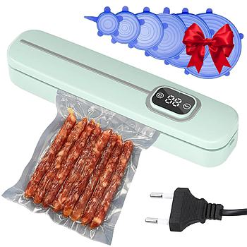 Вакуумний пакувальник Vacuum Sealer + Подарунок Силіконові кришки 6шт / Домашній вакуумний пакувальник для їжі