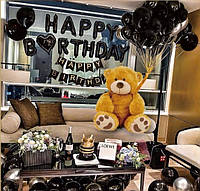 Набор воздушных шаров для фото на день рождения Happy Birthday (черный) ha