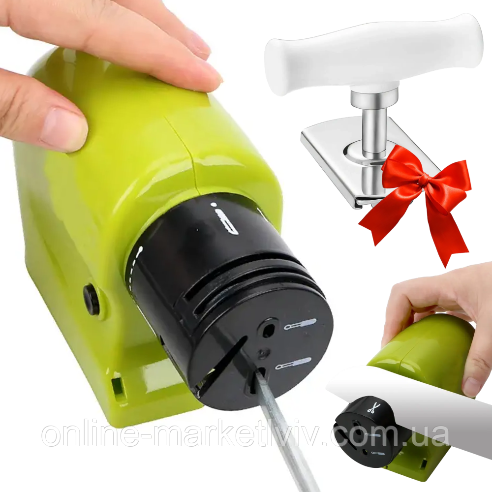 Точилка для ножів та ножиць 2в1, Knife Sharpener + Подарунок Відкривалка для банок / Універсальна ножі, фото 1