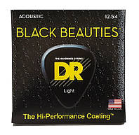 Струны для акустической гитары DR STRINGS BLACK BEAUTIES ACOUSTIC - LIGHT (12-54)