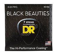 Струни для 7-струнної електрогітари DR STRINGS BLACK BEAUTIES ELECTRIC - MEDIUM 7-STRING (10-56)