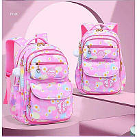 Школьный ортопедический рюкзак "Ромашки" 43 см для девочки 3, 4, 5, 6, 7 класс/ Красивый розовый ранец в школу
