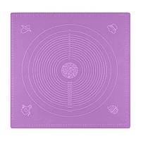 Силіконовий коврик для розкочування тіста великий квадратний 70х70 см Фіолетовий